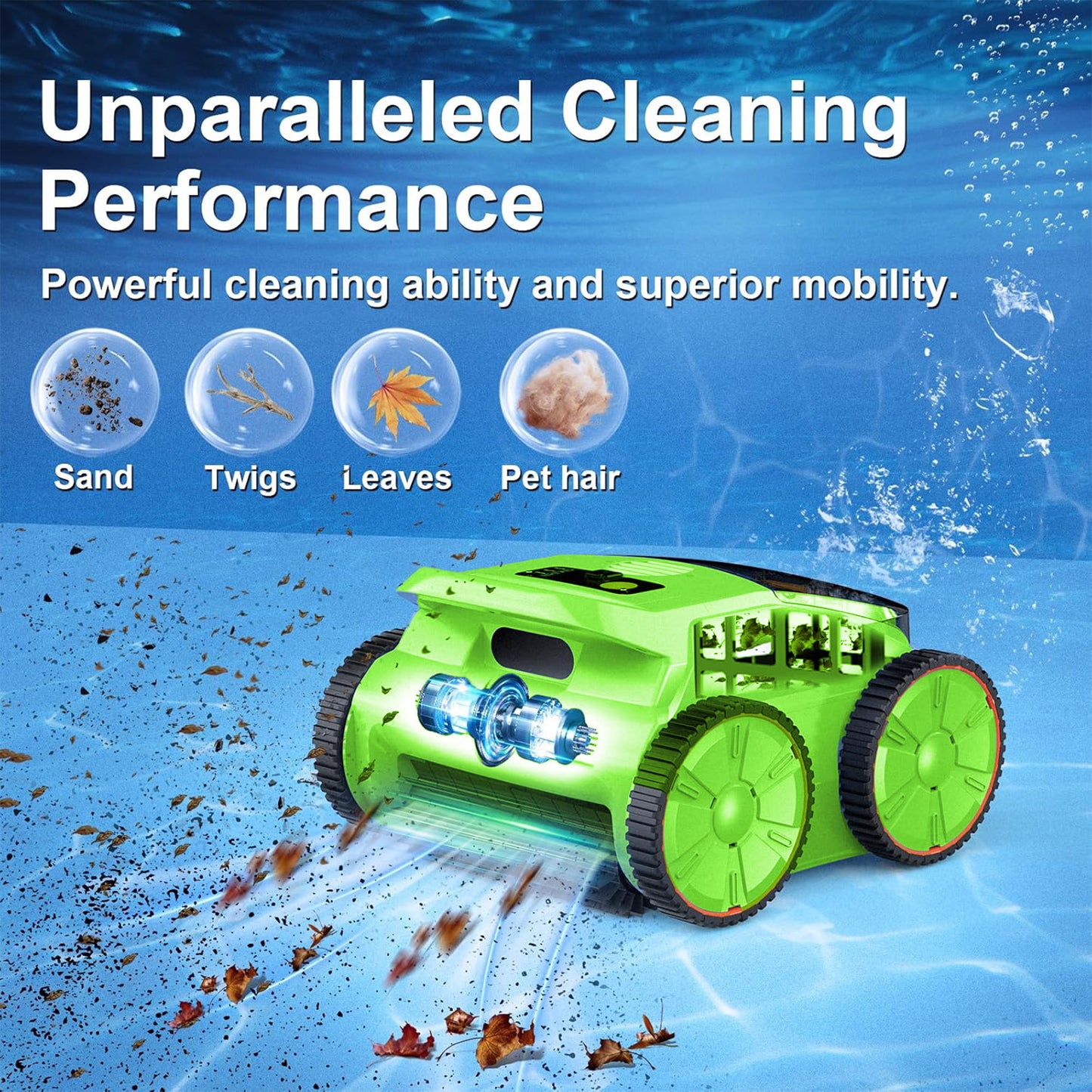 SEAMAGIC Robotic Pool Cleaner, Floor/Wall/Waterline Cleaning