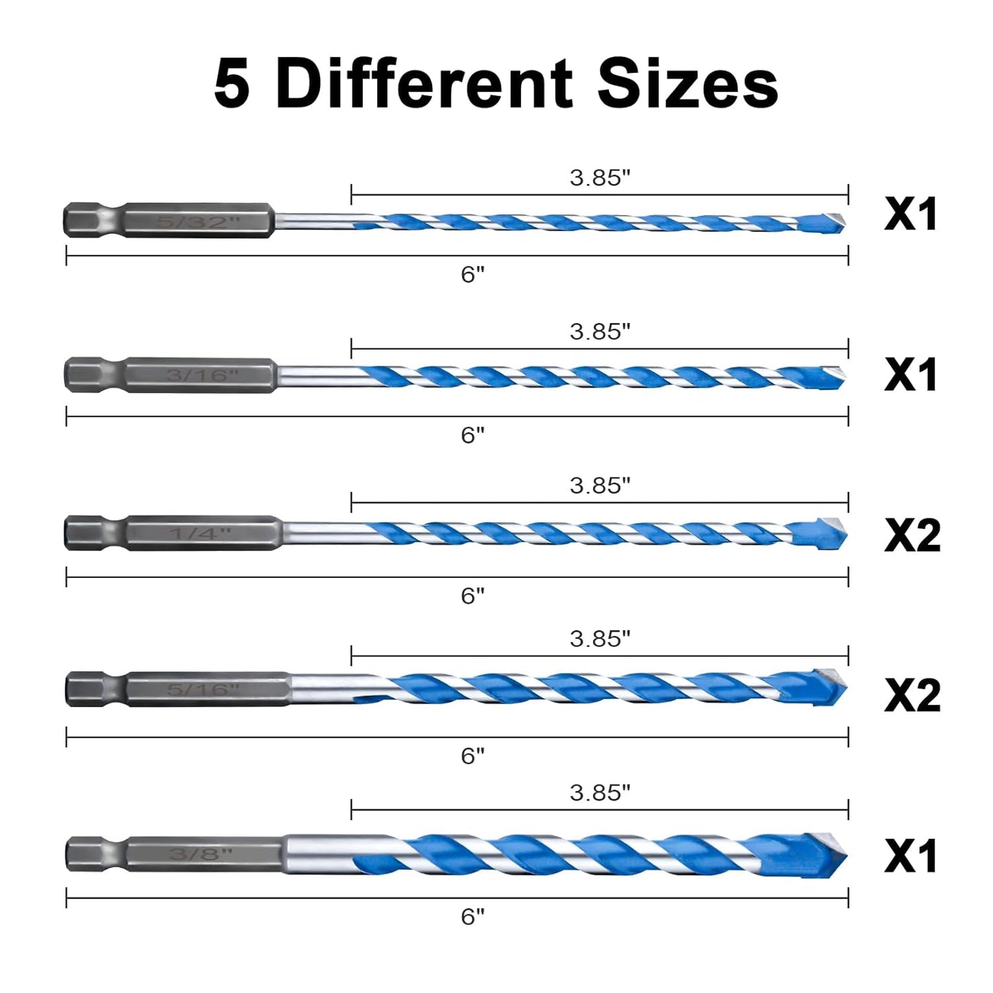SEAMAGIC Concrete Drill Bits for Tile, Brick, Glass, Plastic and Wood