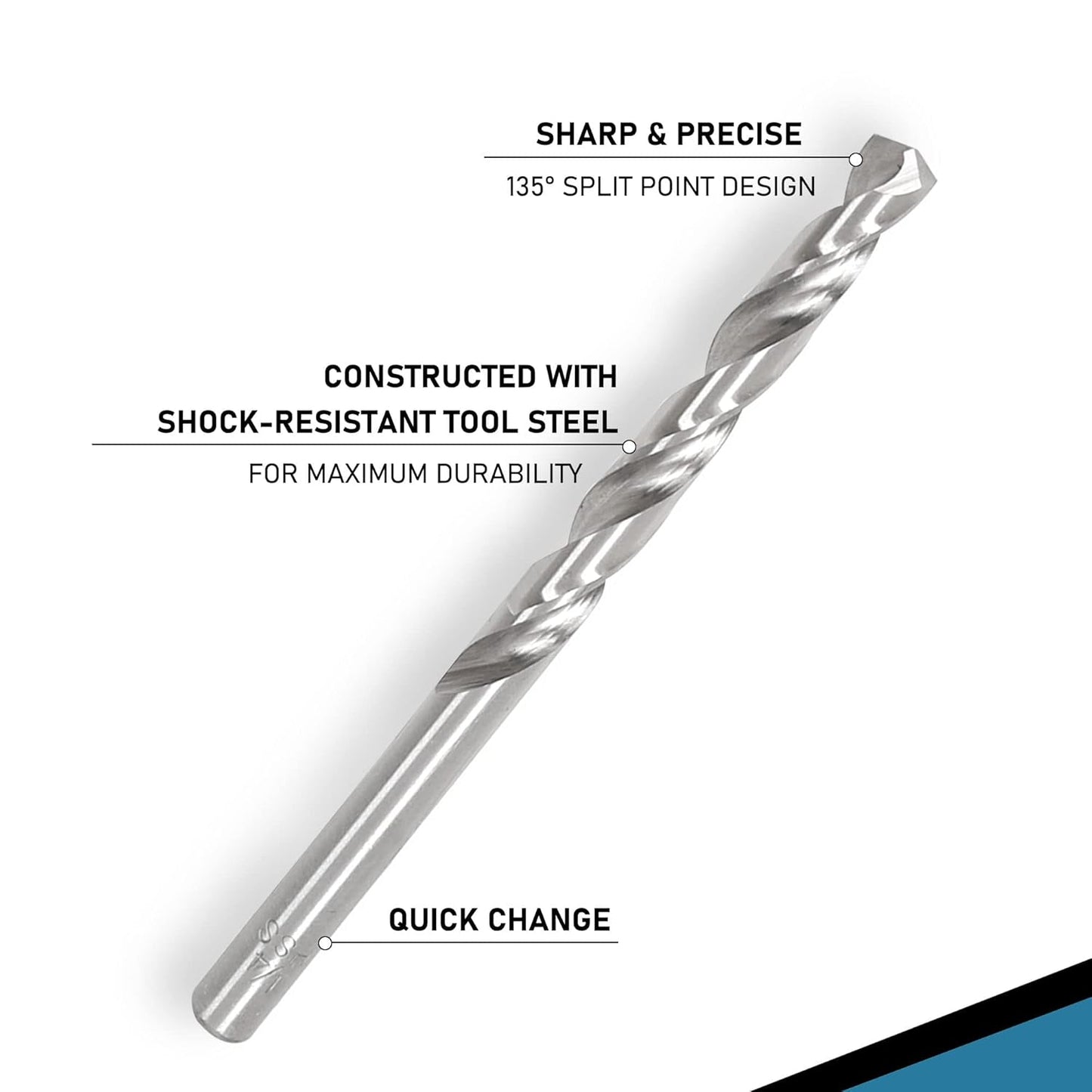SEAMAGIC Twist Drill Bit Set, Quick Change, High Speed Steel for Wood Plastic Aluminum Alloy