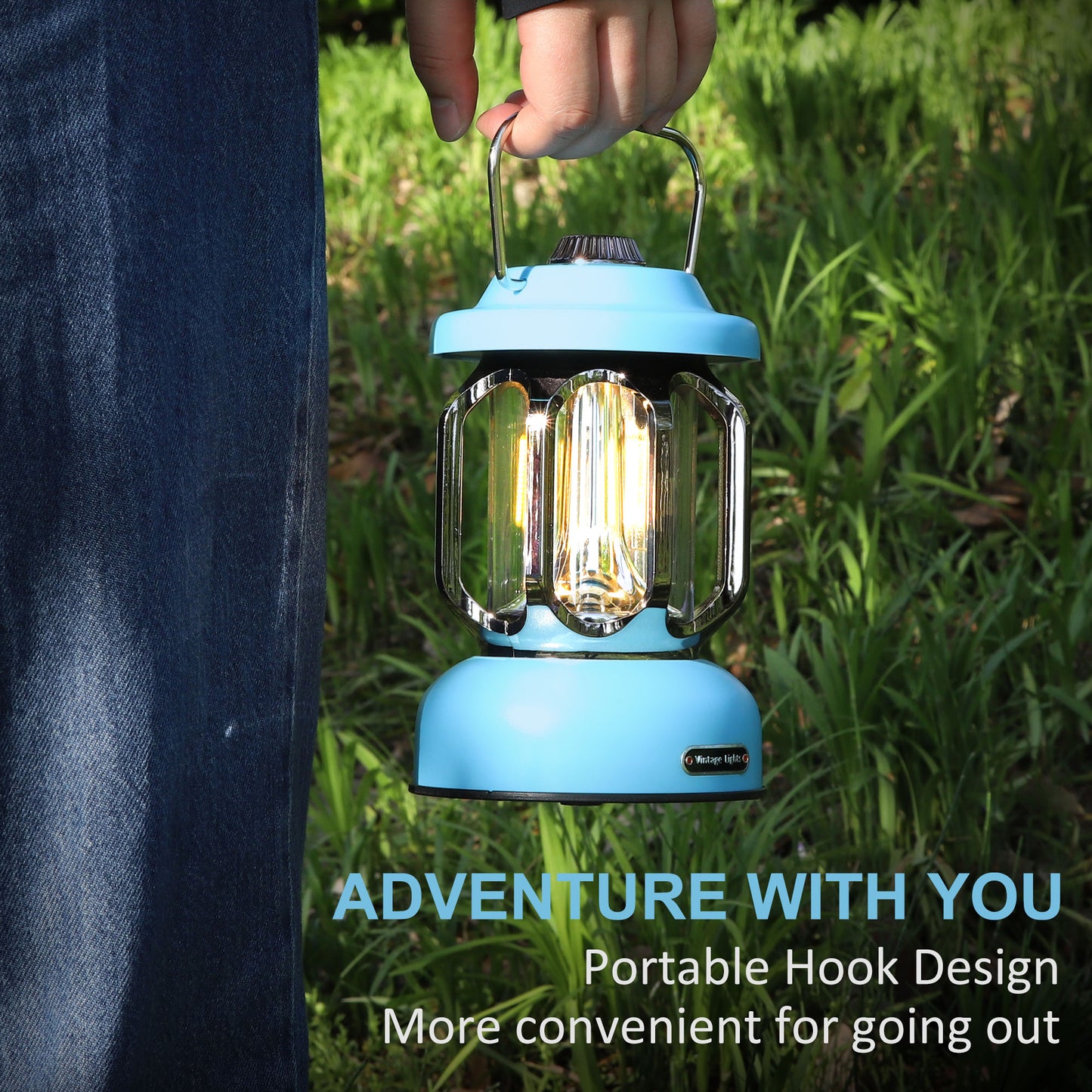 SEAMAGIC 1-Pack Blue Camping Lantern for Power Outages, Hiking, Hurricane