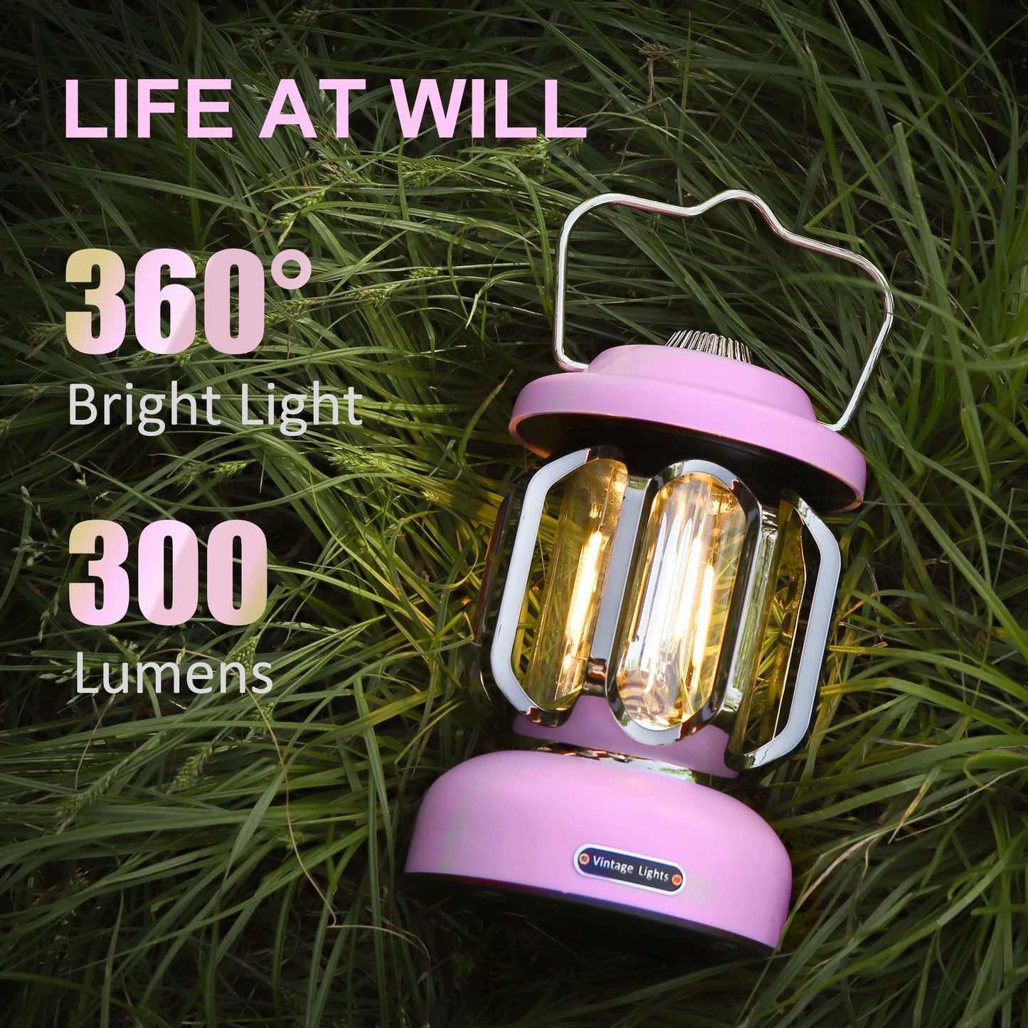 SEAMAGIC 1-Pack Pink Camping Lantern for Power Outages, Hiking, Hurricane