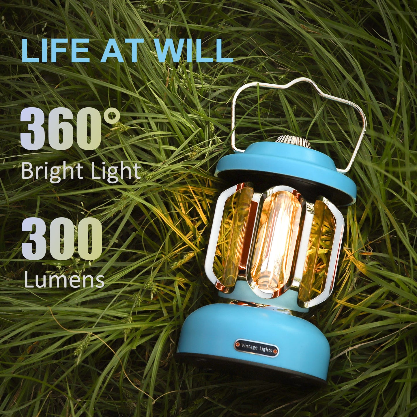 SEAMAGIC 1-Pack Blue Camping Lantern for Power Outages, Hiking, Hurricane