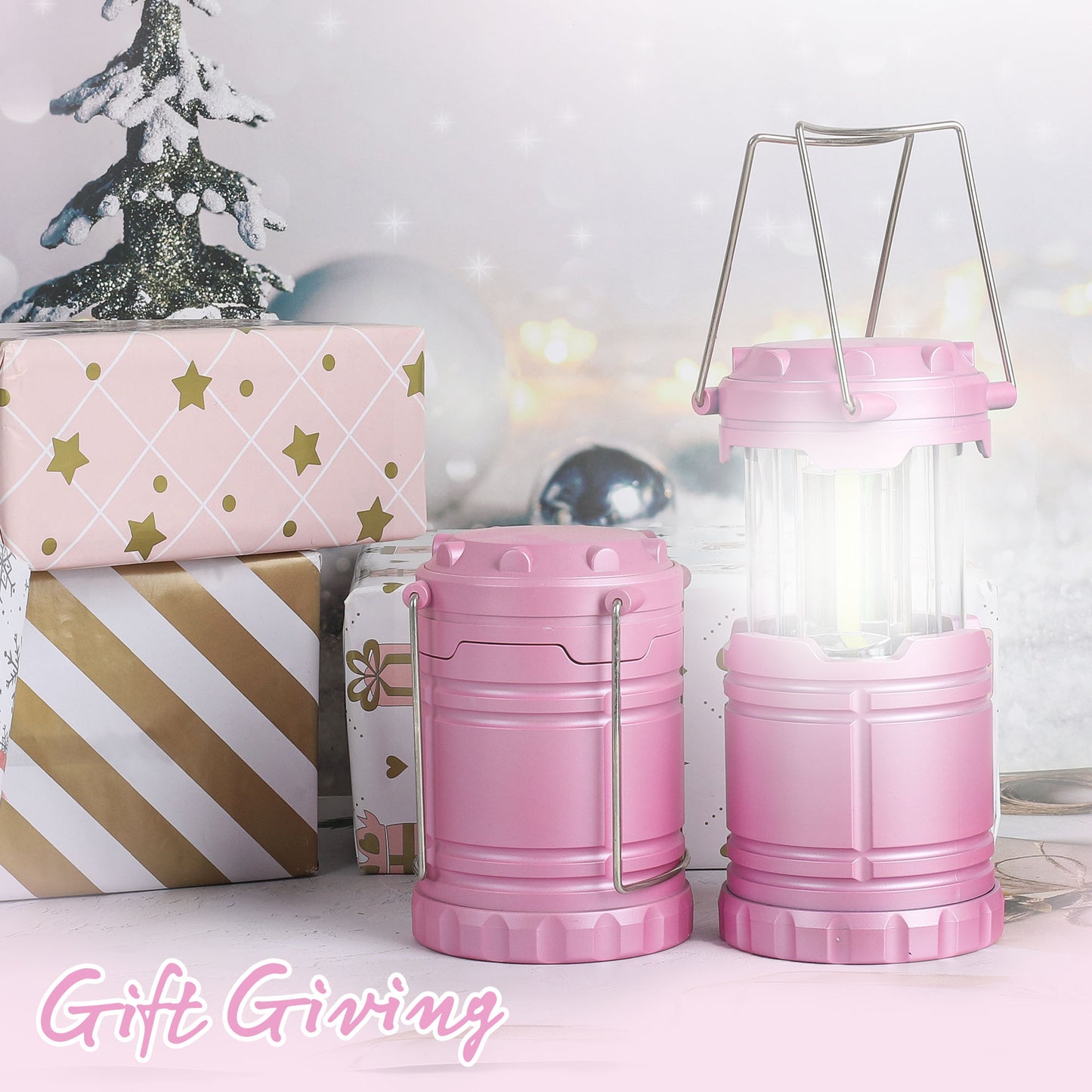 SEAMAGIC 1-Pack LED Pink Camping Lanterns for Power Outages, Hiking, Hurricane