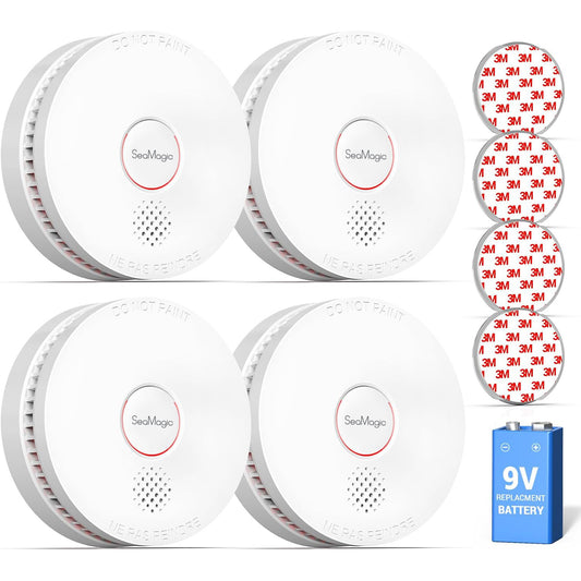 SEAMAGIC Smoke Alarm Fire Detector, Small Fire Alarm for Home, Bedroom