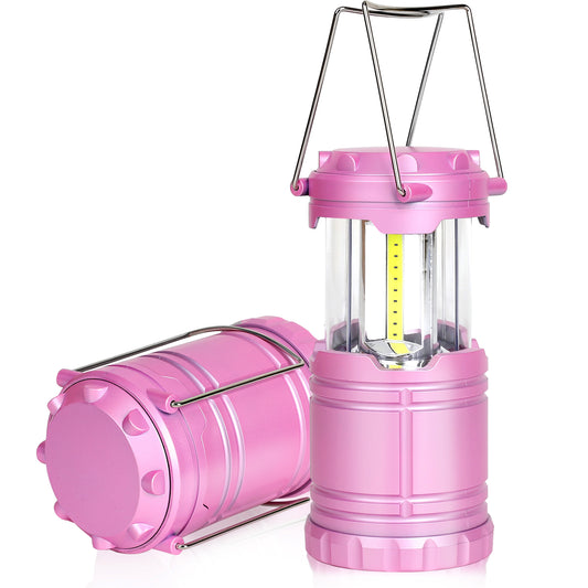 SEAMAGIC 2-Pack LED Pink Camping Lanterns for Power Outages, Hiking, Hurricane