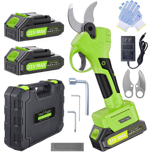 SEAMGAIC Electric Pruning Shears with Battery Powered and 2 Blades